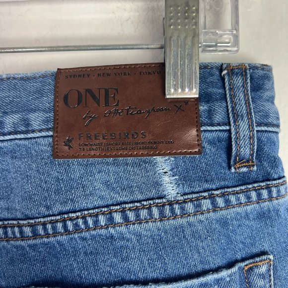 One Teaspoon Freebird Jeans Low Waist Rigid Skinny Leg Size 25 US Size 2 T2341 - Picture 12 of 15